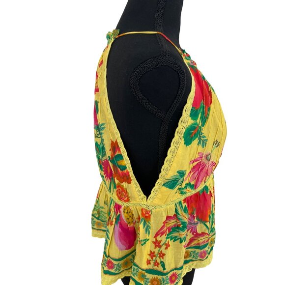 New FARM RIO size S small delicate fruit garden yellow sleeveless blouse top NWT - Picture 4 of 8